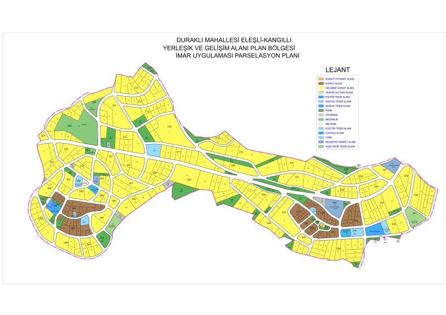 DURAKLI MAHALLESİ’NDE 69 HEKTARLIK ALANDA İMAR UYGULAMASI TAMAMLANDI