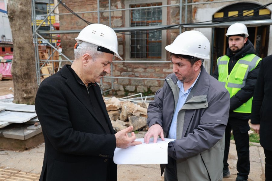 BAŞKAN BÜYÜKGÖZ, TARİHİ ÇARŞI HAMAMI RESTORASYONUNU YERİNDE İNCELEDİ